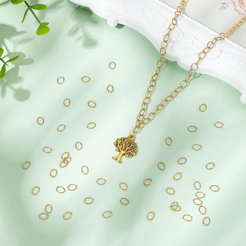 UNICRAFTALE About 100Pcs 6x4.5mm Golden Jump Rings Stainless Steel Open Jump Rings Oval Jump Ring Jewelry Accessories for DIY Jewelry Making - size: 6mm