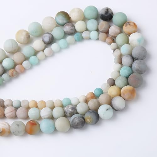 Matte Fancy Stone Beads Gemstone Round Jade Stone Beads for Jewelry Making DIY Bracelet Necklace Jewelry 1 Strand 15.5inch 60PCS 6MM - color: Matte Fancy Stone Bead, size: 6MM
