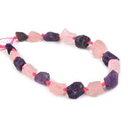 Natural Rose Quartz & Amethyst Crystal Nugget Raw Graduated Beads Strand 2mm Hole Drilled - color: Rose Quartz & Amethyst