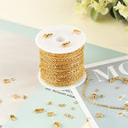 UMAOKANG 33 Feet Gold Plated Chains for Jewelry Making Flat Cable Chain Link Spool DIY Craft Earring Bracelet Necklace Chain Bulk with Lobster Clasps Jump Rings Pinch Clip Clasp - color: Gold Cross