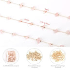 KYUNHOO 5 Meters Brass Jewelry Making Chains Light Pink Natural Gemstone Supplies Gold Plated Chain Bulk for DIY Jewelry Findings - color: Natural Stone-Light Pink