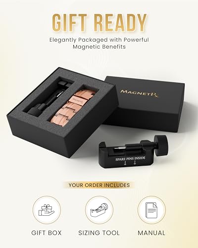 MagnetRX® 3X Strength Copper Bracelet – 99.9% Pure Copper Bracelets for Men with Magnets – Premium Fold-Over Clasp and Adjustable Bracelet Length with Included Sizing Tool (Legacy) - color: Legacy