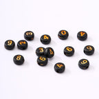 1000Pcs Acrylic Number Beads Round Number Round Beads 4x7mm Mixed Number Beads, for Jewelry Bracelets Necklaces Key Chains Making (Black Gold) - color: Black Gold