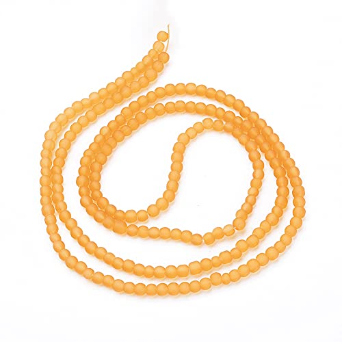 FASHEWELRY 200Pcs Transparent Frosted Glass Bead 4mm Matte Crystal Glass Loose Beads for DIY Jewelry Making (Goldenrod) - color: Goldenrod