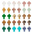 30 Pcs Gemstone Cross Beads Small Crosses Crystal Stone Bead Turquoise Cross Beads Small Crucifix Charms for Easter Holiday Bracelet Necklace Jewelry Making - color: Turquoise-Colorful