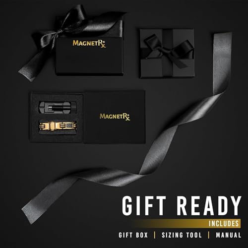 MagnetRX® Magnetic Bracelets for Men – Effective Mens Magnetic Bracelet with Carbon Fiber Inlay – Adjustable Length with Included Sizing Tool(Gold) - color: Gold Carbon Fiber (2X Strength)