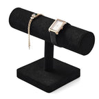Oirlv Microfiber T-bar Bracelet Watch Organizer Display Stand Professional Jewelry Bracelet Display for Selling (Black,Microfiber) - color: Black