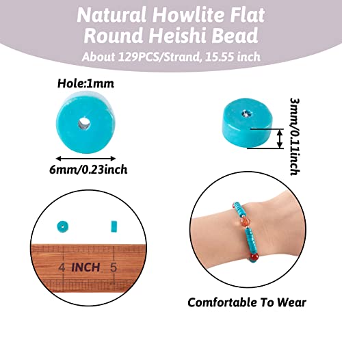 Craftdady 127Pcs Heishi Coin Natural Howlite Beads 6mm Tiny Flat Round Disc Spacer Beads Healing Chakra Loose Beads for Jewelry Bracelet Necklace Earring - color: Howlite, size: 6mm