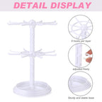 2 Pack Keychain Display Stand Rotating Jewelry 2 Tier Necklace Holder Plastic Spinning Bracelet Hanging Organizer Rotating Rack Earring Bracelet Stands for Vendors Malls Counter Dressing Table - color: White
