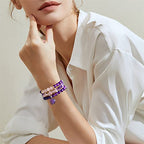Vinswet Healing Crystal Beaded Bracelets for Women,Natural Amethyst Gemstones Bracelet,Anxiety Stress Relief Heart Charm Bracelet Handmade purple Jewelry Gifts for Women - color: Amethyst&Rose Quartz