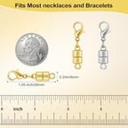 Magnetic Necklace Clasps and Closures with Lobster Clasp, Gold & Silver Jewelry Clasps Helper for Necklace Extender, Magnetic Clasps for Necklaces, Bracelets and Jewelry - color: 12Pcs | Single Clasp
