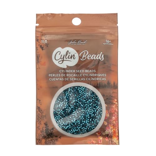 John Bead 25g Cylin Beads Blue Zircon Silver Lined 11/0 Glass Cylindrical Seed Beads for Jewelry Bracelets Necklaces Earrings Making Embroidery - color: Blue Zircon Silver Lined