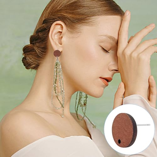 Wood Earring Posts,160Pcs Wooden Stud Earrings Posts with Loop for Jewelry Making Wood Stud Earring Findings Earring Pin Stud Bulk with Butterfly Earring Backs for DIY Earrings Making Supplies Kit - color: Round-160Pcs