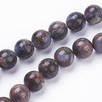 45Pcs Natural Glaucophane Beads 8mm Round Natural Gemstone Beads Smooth Loose Spacer Bead for DIY Craft Bracelet Necklace Earrings Jewelry Making Supplies - color: Natural Glaucophane, Saddle Brown