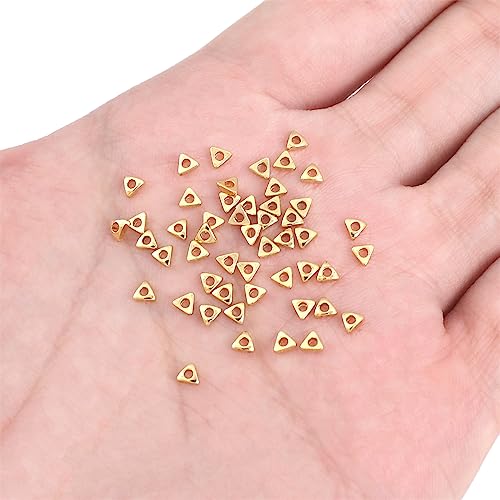 BEADIA 14K Gold Plated Triangle Spacer Beads 3x3mm 50pcs for Jewelry Making Findings Non Tarnish - color: 14K Gold, size: 3x3mm Triangle