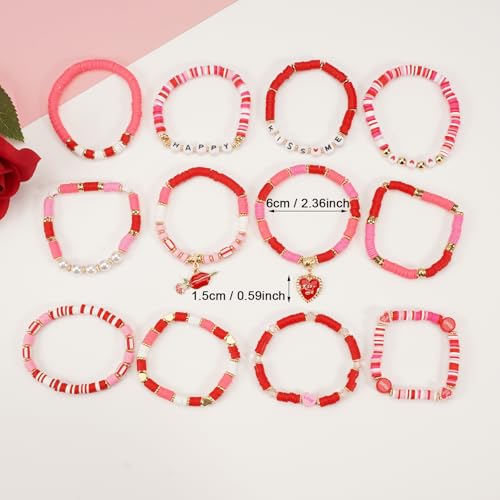 Twinfree Bohemia Beaded Bracelet for Women, Polymer Clay Stretch Bracelets - color: color 34