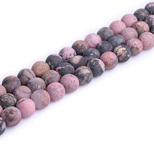 12mm Natural Stone Black Rhodonite Frosted Matte Unpolished Round Beads for Jewelry Making Strand 15 inch - color: Black Rhodonite, size: 12mm