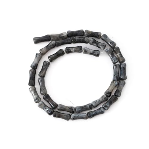 5x12mm Natural Black Labradorite Stone Bamboo Shape Gem Healing Energy Loose Spacer Beads for DIY Necklace Bracelet Earring - color: Black Labradorite