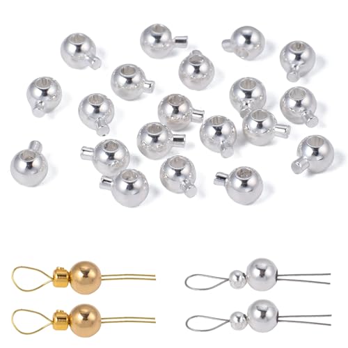 Songxi 60pcs Ball Silver Plated Stopper Crimp Beads for Jewelry Making, 4.7x3.1mm Brass End Caps for Bracelet Necklace Earring, Art and Crafts, Loose - color: Silver, size: 3mm