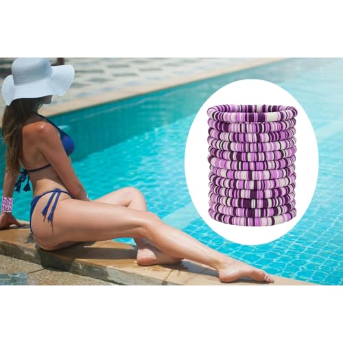 12pcs Friendship Bracelets Beaded Bracelets Heishi Bracelet Cute Bracelets Stack Vinyl Clay Disc Bead Surfer Stretch Summer Beach Bracelets For Women Preppy Bracelets - color: B-color 7