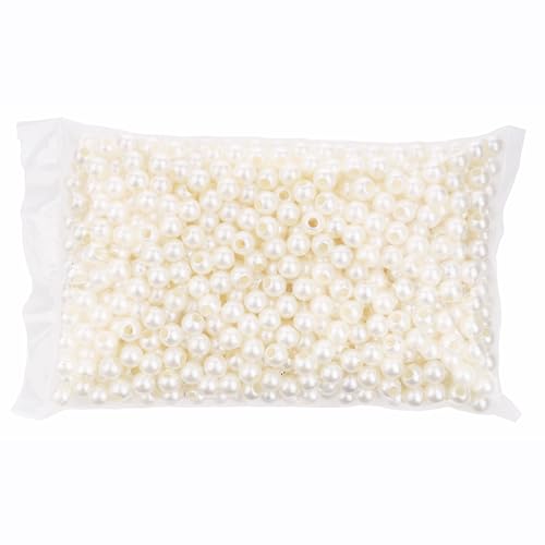 FM FM42 500g/700pcs 12mm Pearls with 5mm Big Hole Ivory Simulated Pearl Beads for Crafts - color: 12mm Pearls with 5mm Hole, 500g/700pcs