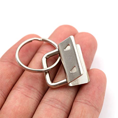 Qovydx 45Pcs 1 inch Silver Key Fob Hardware Kits 1” Metal Keyfobs Hardware Bulk for Keychains Fob Wristlet Hardware with Key Ring for Lanyard - color: Silver Key Fob Hardware