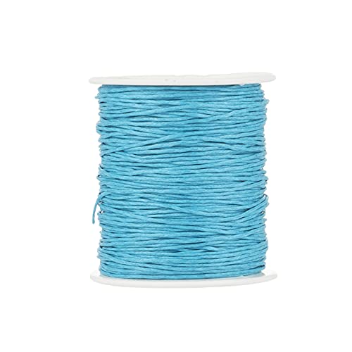 100 Yards Light Sky Blue Waxed Cotton Cord 1mm Braided Beading Cord Strings with Spool for DIY Jewelry Crafts Making Macrame Supplies - color: Light Sky Blue, size: 1mm
