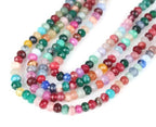 Perlin Agate & Jasper Gemstone Strand Beads 4 mm Rondelle 110 Pieces Jewellery Beads Semi-Precious Stone for Jewellery Necklace Bracelet Earrings (Multicolor) - color: mixed
