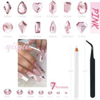 qiipii 3080Pcs Pink Nail Rhinestones 120 Multi Shapes Flatback Rhinestones Big Gems +2960 Light Pink Round Beads K9 Glass Stones Diamonds jewels Crystals for Nails Faces Eyes Makeup Clothes Crafts DIY - color: Pink, size: A Set