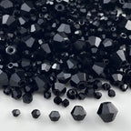 1310pcs Bicone Crystal Glass Beads 2mm 3mm 4mm 6mm 8mm Faceted Crystal Spacer Beads for Bracelets Necklace Pendants Earrings DIY Jewelry Craft Making(Black) - color: Black