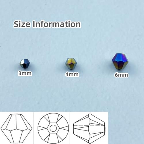 200pcs Bicone Crystal Beads 6mm Crystal Glass Faceted Beads for Necklace Bracelet Earrings DIY Jewelry Crafts Making Supplies(Black AB) - color: Black AB, size: 6mm