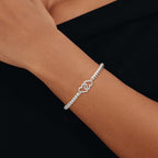 Mothers Day Gifts - Beaded Bracelets for Women 14K Silver Gold Plated Stretch Handmade Ball Bracelets Cute Charm Bracelet Dainty Stackable Cross Heart Bow Wave CZ Circle Trendy Jewelry Easter Gifts - color: double-heart-silver