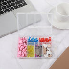 2Pcs Plastic Organizer Box with Dividers, 6 Grids Mini Organizer Clear Small Plastic Storage Box for Jewelry Rhinestones Beads Craft Small Parts