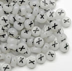 200PCS Letter Beads Glow in The Dark 4x7mm Acrylic Alphabet Letter X Beads for Jewelry Making Bracelet - color: X-200PCS