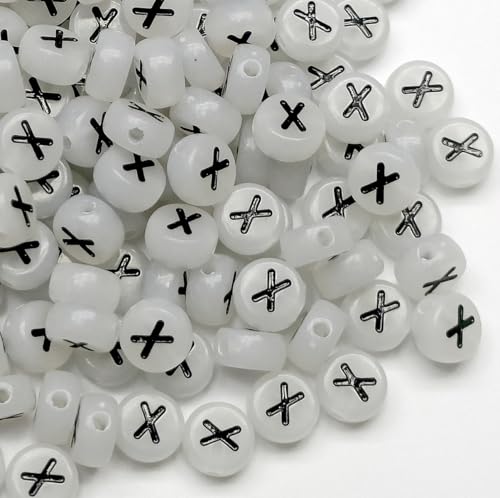 200PCS Letter Beads Glow in The Dark 4x7mm Acrylic Alphabet Letter X Beads for Jewelry Making Bracelet - color: X-200PCS