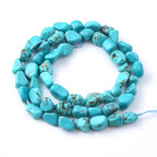 Green Turquoise Pebble Nugget Oval Free Tumbled Stone 6-8mm Natural Gemstone Loose Beads Approx 15.5 inch for DIY Jewelry Making - color: Green Turquoise