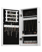 SONGMICS Lockable Jewelry Cabinet Armoire with Mirror, Wall-Mounted Space Saving Jewelry Storage Organizer, White UJJC51WT - color: White, style: Essential Capacity