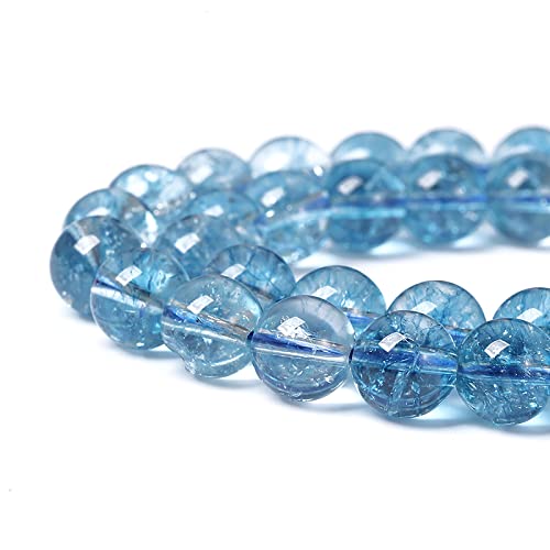 6mm 61pcs Blue Topaz Crystal Quartz Natural Stone Round Loose Beads for Jewelry Making DIY Bracelet Necklace Earrings - color: Blue Crystal, size: 6mm