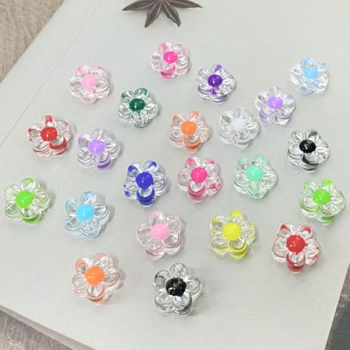 150Pcs Acrylic Flower Beads Candy Color Transparent Plastic Pastel Spacer Beads with Hole for DIY Crafts Wind Chimes Suncatcher Necklaces Bracelets Earrings Jewelry Making(Rose Red) - color: Rose Red