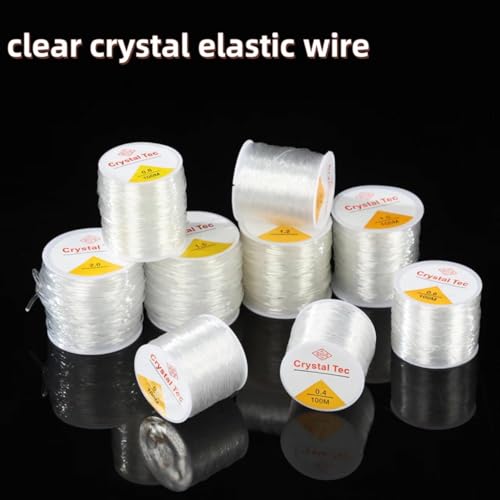 0.5mm Elastic String Cord,Sturdy Crystal Stretch String for Beading,Bracelets Jewelry Making,Necklaces,Fishing Rope and Crafts(328FT/Transparent White/S) - size: Small