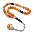 Simple Designed Natural Stone Worry Beads - Prayer Beads Tesbih-Tasbih-Tasbeeh-Misbaha-Subha-Sebha-Sibha-Rosary (Orange Aventurine Natural Stone -8 mm 33- Beads/Drop Tassel) - color: Orange Aventurine Natural Stone -8 mm 33- Beads / Drop Tassel
