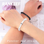 RANKEEF Tiger Eye Bracelet For Men 8MM Natural Stone Stretch Adjustable Black Crystal Beaded Bracelet for Men Women Gifts - color: 2,white,black-A