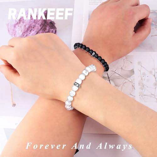 RANKEEF Tiger Eye Bracelet For Men 8MM Natural Stone Stretch Adjustable Black Crystal Beaded Bracelet for Men Women Gifts - color: 2,white,black-A