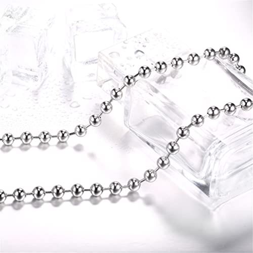 Titanium Stainless Steel Small Beads Ball Chain Necklace for Men Women 24-38 Inches Silver Black Gold - color: Silver, 8mm wide