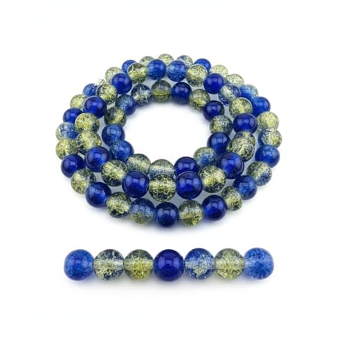 DandS ltd Crackle Lampwork Glass Beads for Jewelry Making, Dark Blue, Vibrant DIY Bracelets, Necklaces, Earrings, Beading Supplies & Craft Kits for Handmade Jewelry, 80pcs 0.39 inch (10mm), #J230-10 - color: Dark Blue
