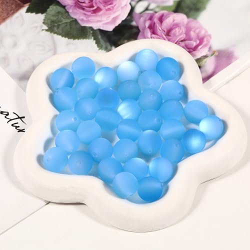 25pcs Resin Transparent Frosted Beads 16mm Cat Eye Circular Rubber Bead Spacer Bead DIY Making Friendship Bracelet Phone Chain Keychain Pen Beads Accessories (Blue) - color: Blue