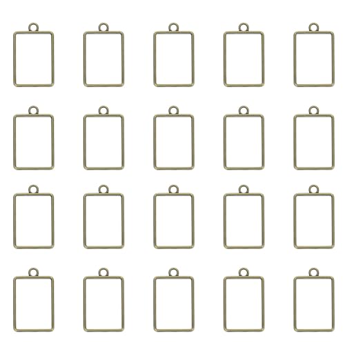 uxcell 25Pcs Alloy Open Bezel Pendants, Rectangular Hollow Frame Pendant Geometric Open Back Frame Pendant for Resin Jewelry Making Earrings Necklace Bracelet DIY, Bronze - color: Bronze, size: 1.32 x 0.83 inch