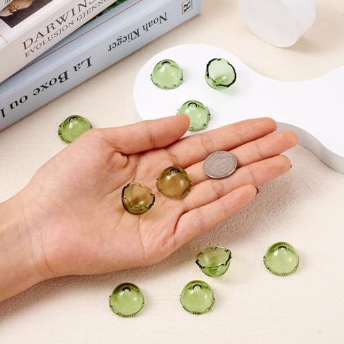 FASHEWELRY 10Pcs Flower Glass Beads Caps 21mm Green Wind Bell Beads 21mm Glass Fishing Beads Floral Jellyfish Beads for Wind Chimes Craft Jewelry Making - color: 21mm，Medium Sea Green