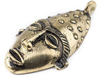 TheBeadChest Elongated African Brass Mask Pendant (50x90mm): Genuine West African Mask Design for DIY Jewelry & Necklaces - color: Brass, size: Large Elongated (50x90mm)