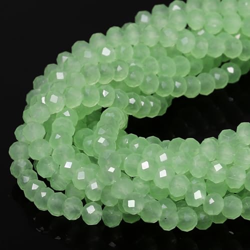 5 Strands 3mm 550PCS Light Green Crystal Beads, Song Xi Porcelain Jade Glass Beads for Jewelry Making, Gemstone for Necklace Earring, Arts and Crafts, DIY and Craft Supplies - color: Light Green, size: 3mm(5 Strands)